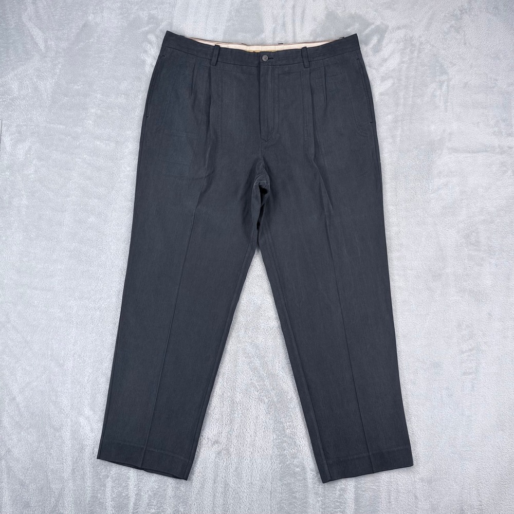 Tommy Bahama Pleated Dress Pants Mens 40x32 Grey Silk Bamboo Relaxed Trousers